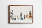 Snowy Winter Trees Minimalist Watercolor Painting