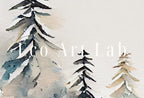 Snowy Winter Trees Minimalist Watercolor Painting