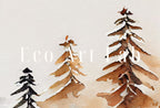 Snowy Winter Trees Minimalist Watercolor Painting