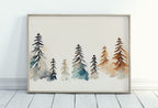 Snowy Winter Trees Minimalist Watercolor Painting