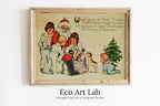 Vintage Christmas Card of Santa Claus and Kids Illustration