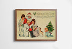 Vintage Christmas Card of Santa Claus and Kids Illustration