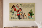 Vintage Christmas Card of Santa Claus and Kids Illustration