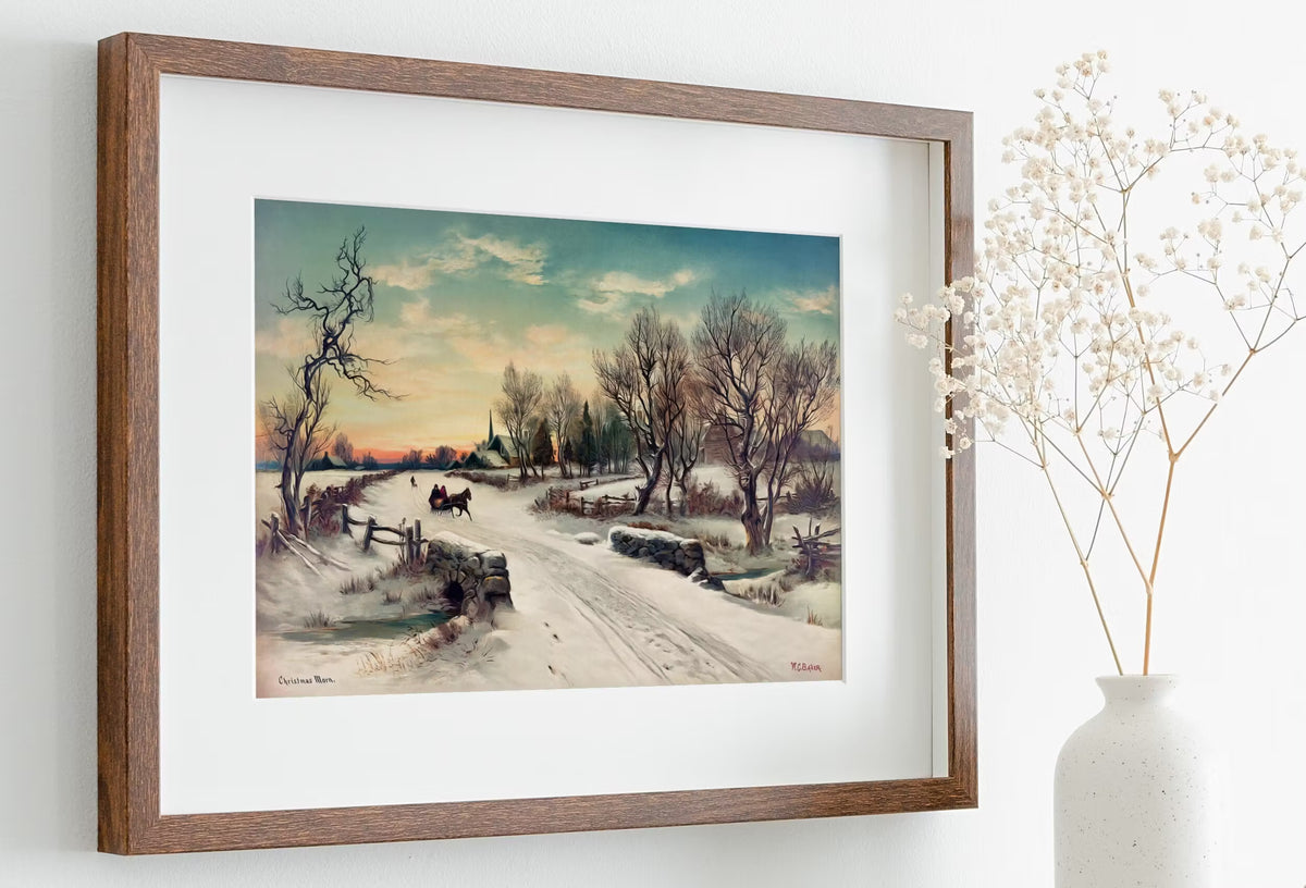 Vintage Christmas Morning Painting Art Print