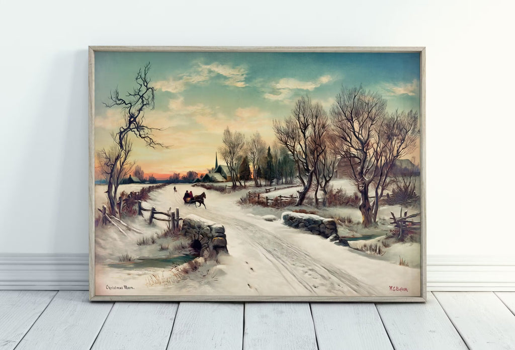 Vintage Christmas Morning Painting Art Print