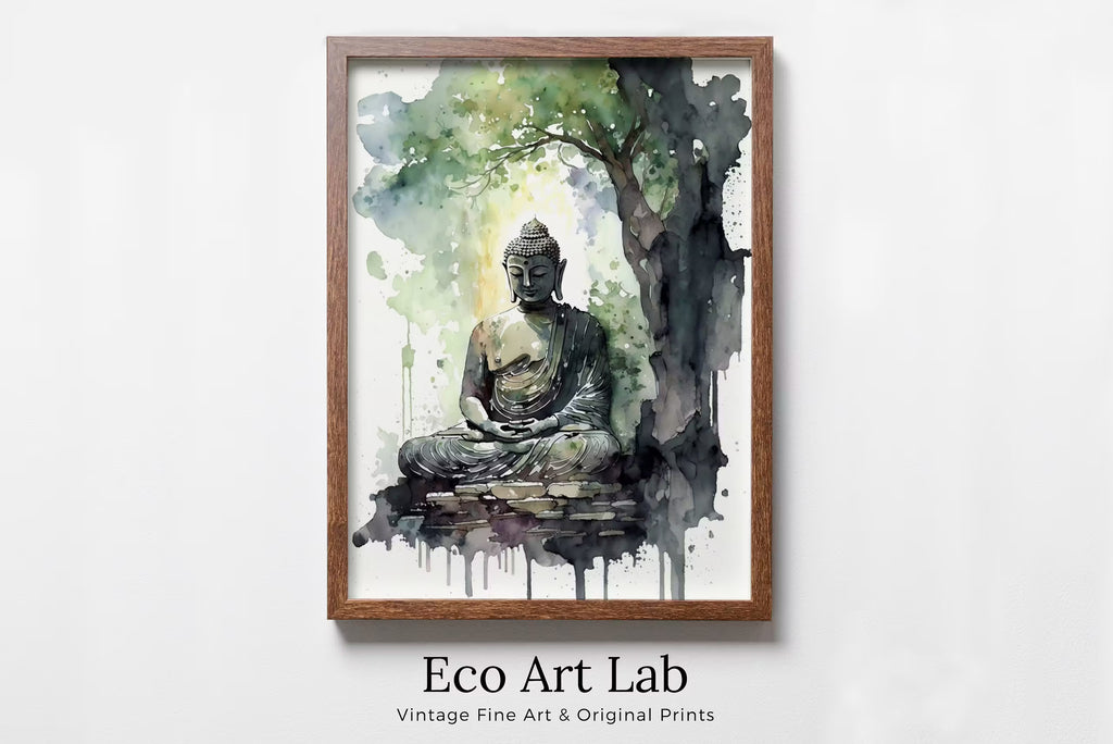 Buddha Under Tree. Zen Wall Art. PRINTABLE Wall Art. Watercolor Print. Buddhism Art. Instant Download Spiritual Wall Art. Asian Wall Art. #5