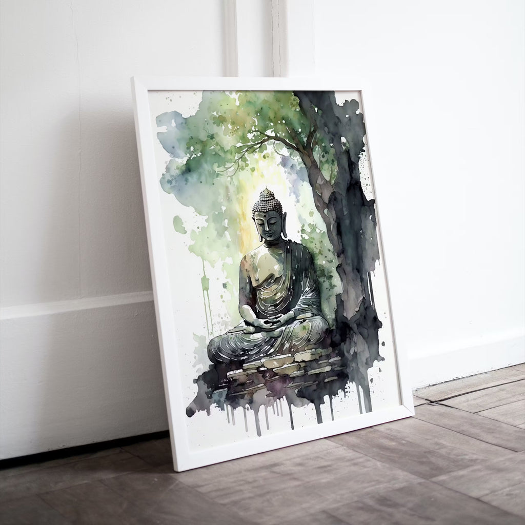 Buddha Under Tree. Zen Wall Art. PRINTABLE Wall Art. Watercolor Print. Buddhism Art. Instant Download Spiritual Wall Art. Asian Wall Art. #5