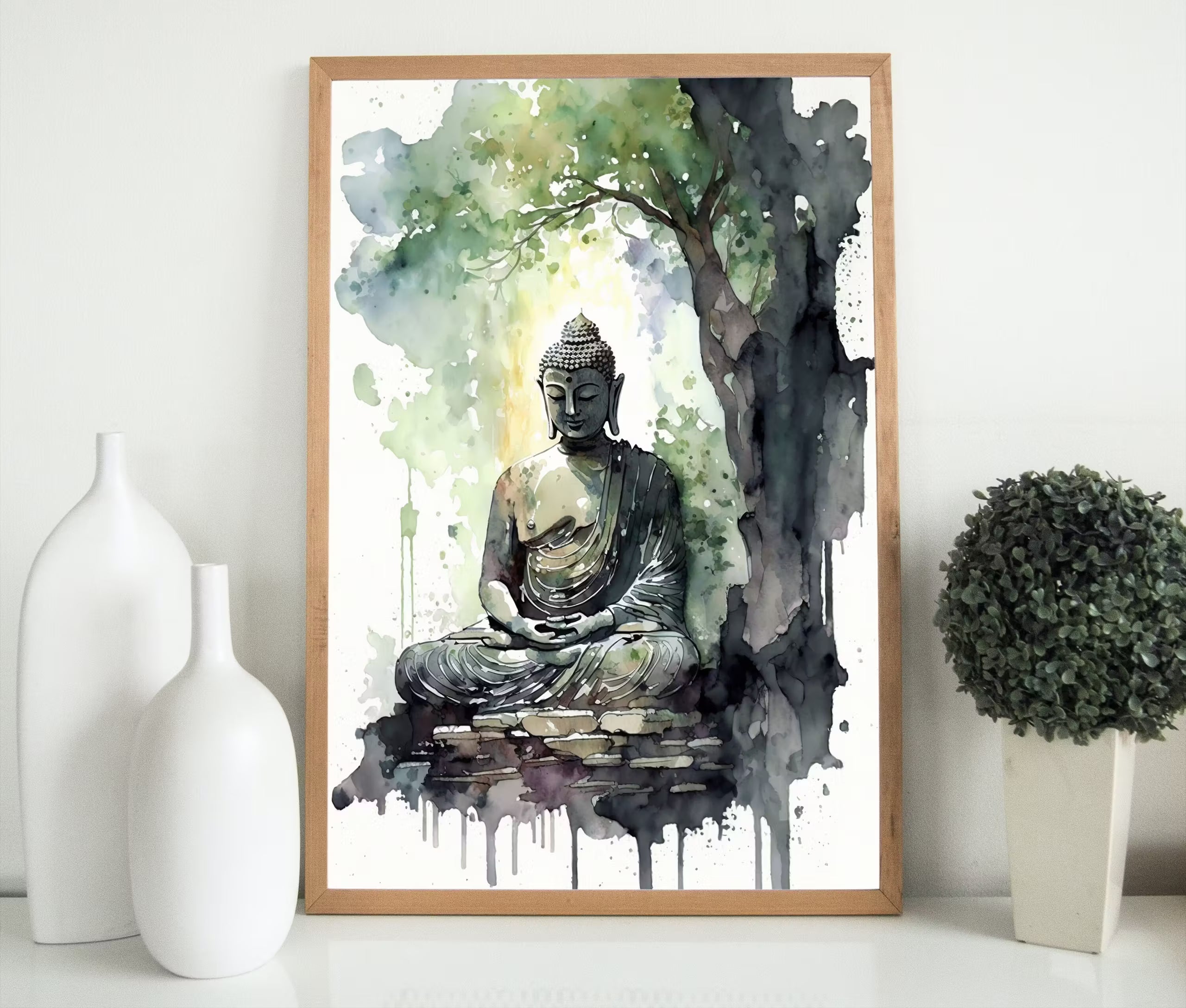 Buddha Under Tree. Zen Wall Art. PRINTABLE Wall Art. Watercolor Print. Buddhism Art. Instant Download Spiritual Wall Art. Asian Wall Art. #5