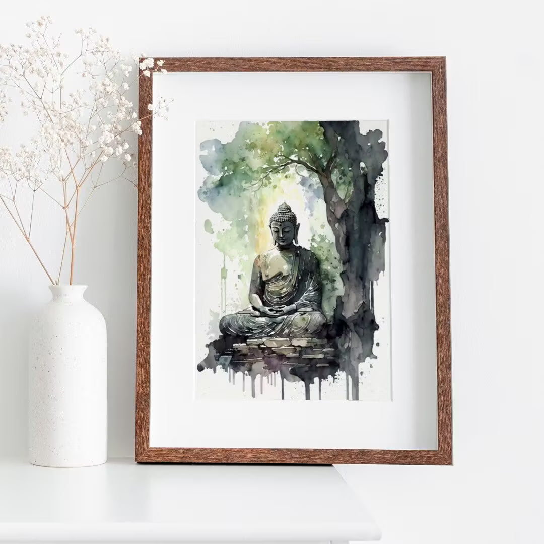Buddha Under Tree. Zen Wall Art. PRINTABLE Wall Art. Watercolor Print. Buddhism Art. Instant Download Spiritual Wall Art. Asian Wall Art. #5