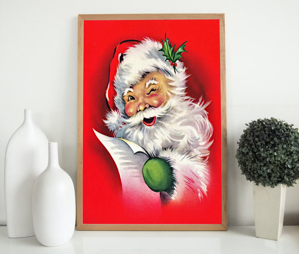 Vintage Santa Claus Illustration. Printable Wall Art