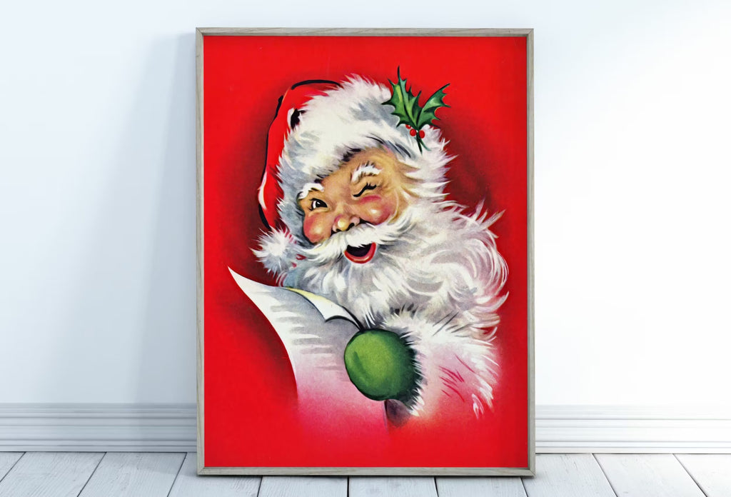 Vintage Santa Claus Illustration. Printable Wall Art