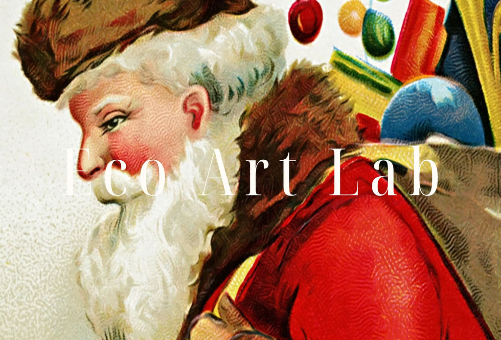 Retro Christmas Santa Claus Vintage Print