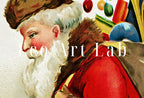 Retro Christmas Santa Claus Vintage Print