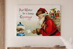 Retro Christmas Santa Claus Vintage Print