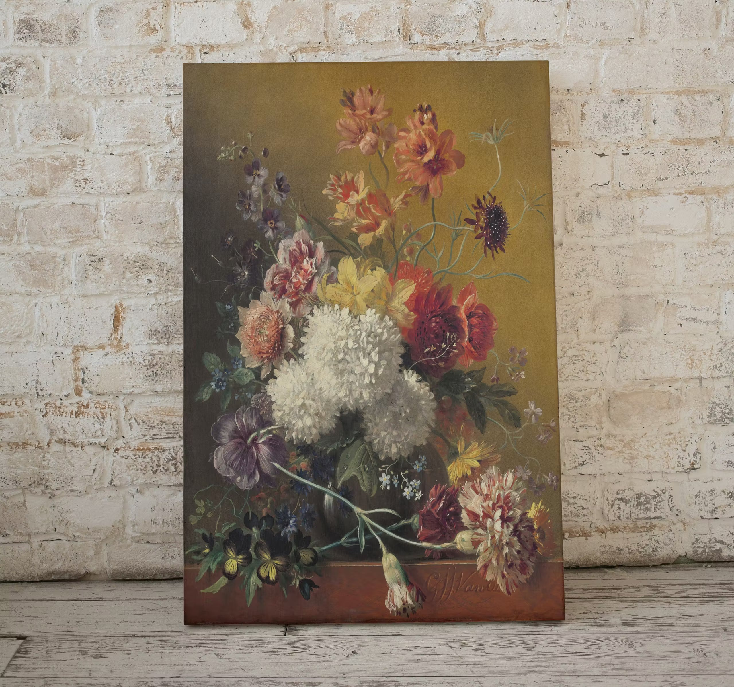Vintage Still Life w/ Flowers Painting. Bouquet of Flowers Romantic Vintage Decor. Antique Oil Painting Vintage Flower Art Print. Printable