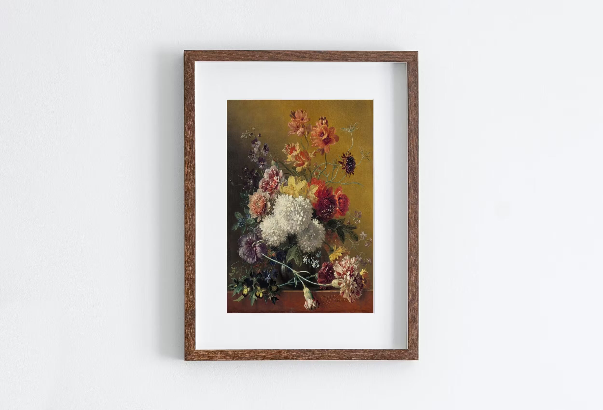Vintage Still Life w/ Flowers Painting. Bouquet of Flowers Romantic Vintage Decor. Antique Oil Painting Vintage Flower Art Print. Printable