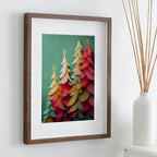 Pastel Colors Holiday Art. Paper Christmas Trees Print