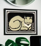 A Sleeping Cat Vintage Art Nouveau Print Wall Art. Instant Download Cat Poster Retro Julie De Graag Printable Wall Art.