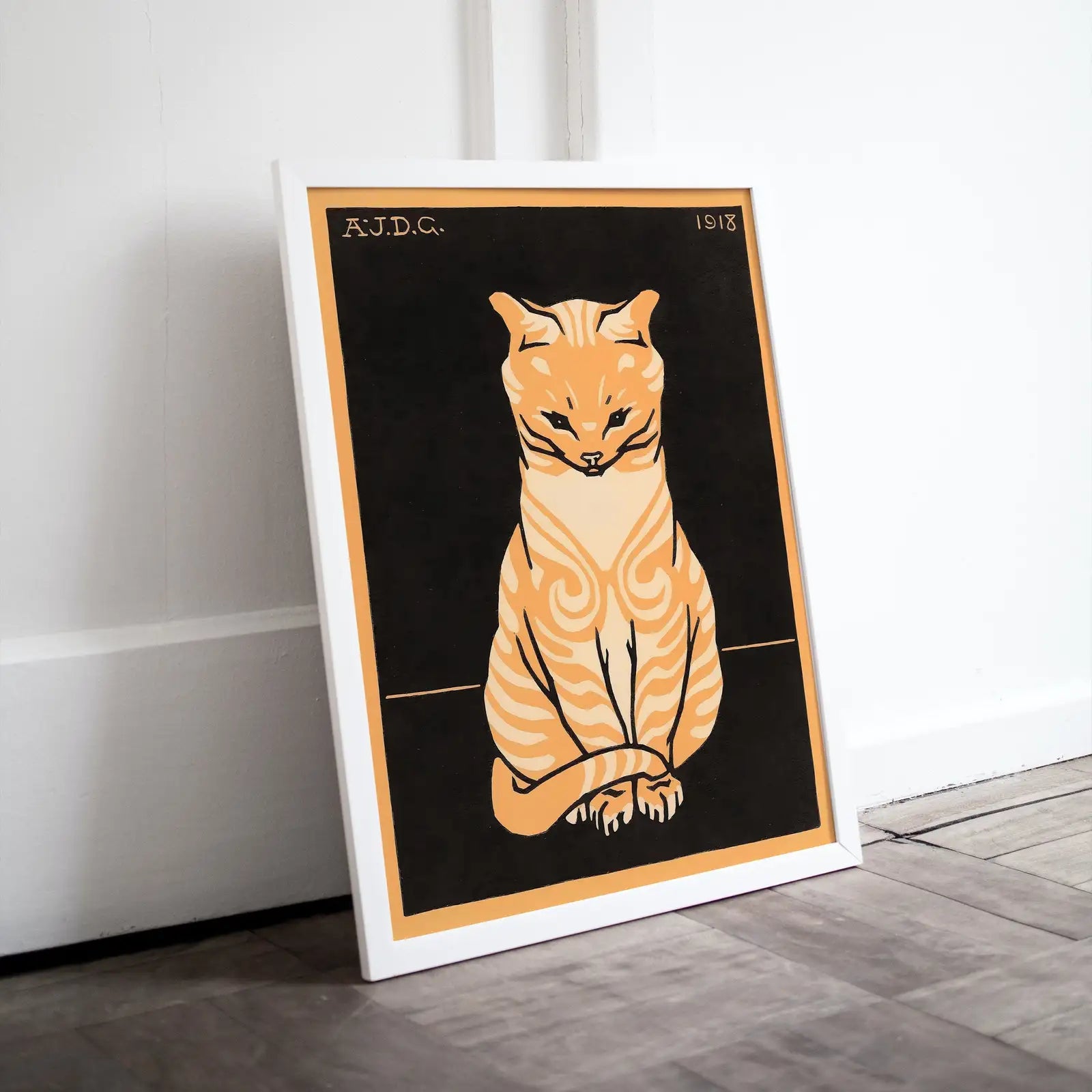 Second included artwork preview from A Vintage Sitting Cat Painting Art Nouveau Print Wall Art. featuring various scenes.