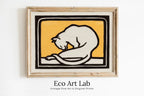 Framed view of A Waxing Cat Vintage Art Nouveau Print Wall Art. Instant Download Cat Painting Retro Julie De Graag Printable Wall Art. Art Nouveau Poster – printable wall art digital download.