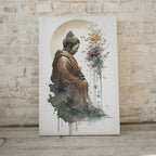 Detail view of artwork from Abstract Buddha & Moon Zen Wall Art. Printable Wall Art. Watercolor Print. Buddhism Art. Instant Download Spiritual Wall Art. Asian Wall Art. (variation 1)