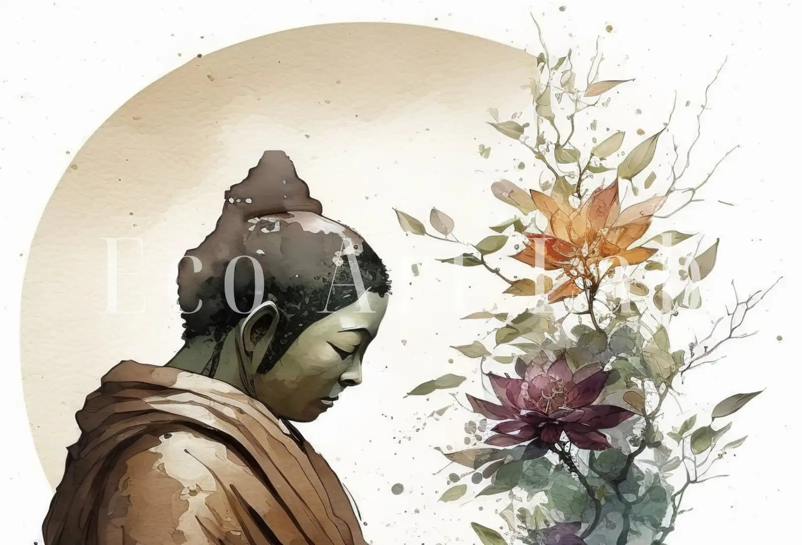 Second included artwork preview from Abstract Buddha & Moon Zen Wall Art. Printable Wall Art. Watercolor Print. Buddhism Art. Instant Download Spiritual Wall Art. Asian Wall Art featuring various scenes.