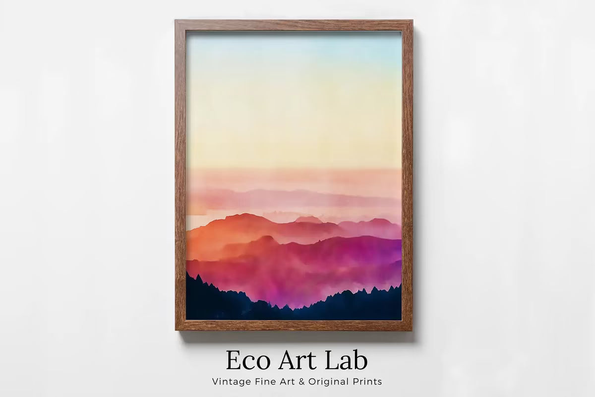 Abstract Evening in the Mountains Wall Art Digital Print. Abstract Print Instant Download Printable Wall Art Sunset Colors Minimalist Poster