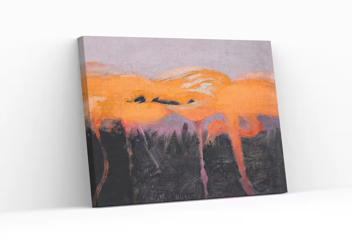 Abstract Flamingo Painting Digital Art Print Tropical Decor. Instant Download Flock of Flamingos Moody Poster. Printable Tropical Wall Art.