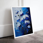 Abstract Flower Printable Wall Art. Texture Modern Flower Painting. Blue Flower Print. Textured Blue Floral Wall Decor. Instant Download