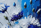 Abstract Flower Printable Wall Art. Texture Modern Flower Painting. Blue Flower Print. Textured Blue Floral Wall Decor. Instant Download