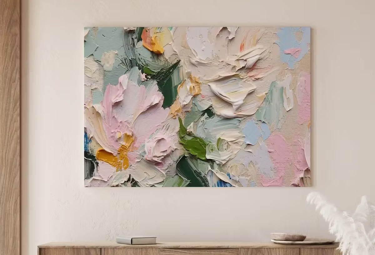 Abstract Flowers Painting | Printable Wall Art | Floral Texture Art | Textured Wall Art | Vibrant Abstract Floral | Heavy Textured Painting