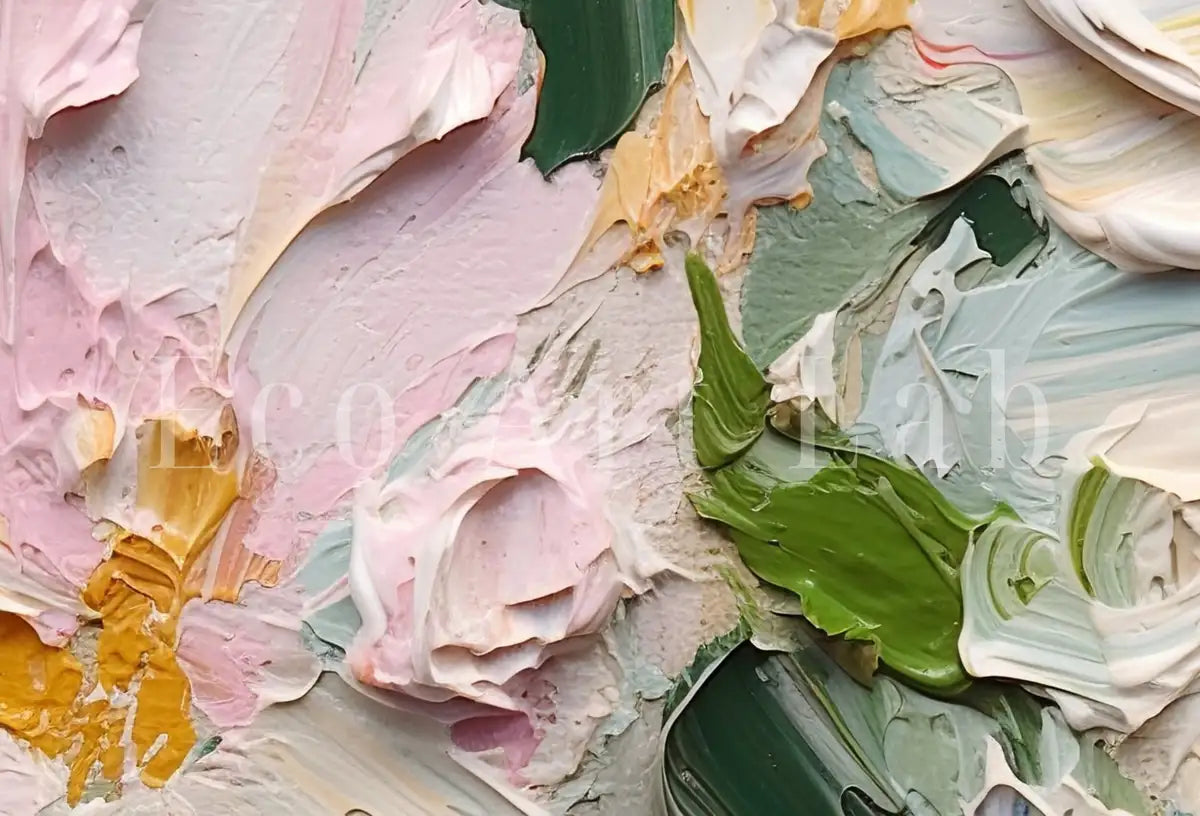 Detail view of artwork from Abstract Flowers Painting. (variation 2)