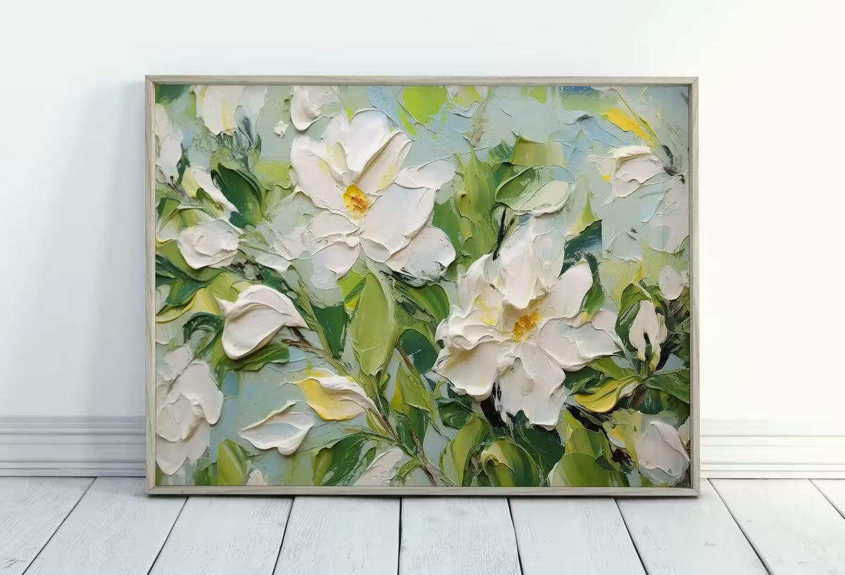 Abstract Flowers Painting | Printable Wall Art | Floral Texture Art | Vibrant Abstract Floral | Heavy Textured Painting | Textured Wall Art