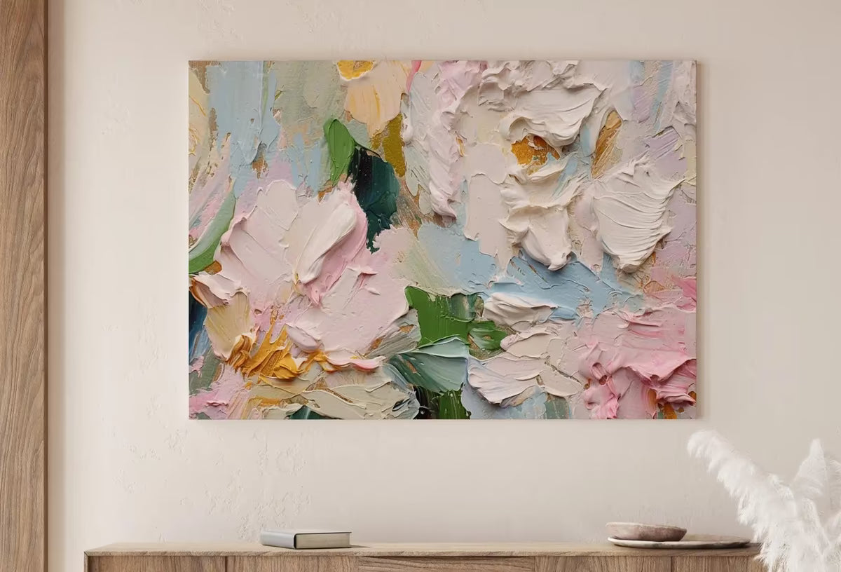 Abstract Flowers Painting | Printable Wall Art | Textured Wall Art | Vibrant Abstract Floral | Heavy Textured Painting | Floral Texture Art