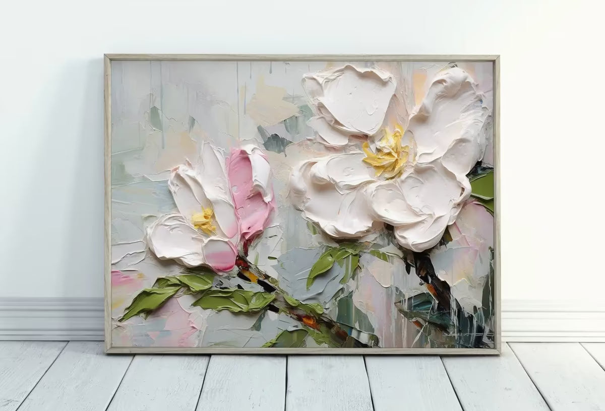 Abstract Flowers Painting | Printable Wall Art | Textured Wall Art | Vibrant Abstract Floral | Heavy Textured Painting | Floral Texture Art