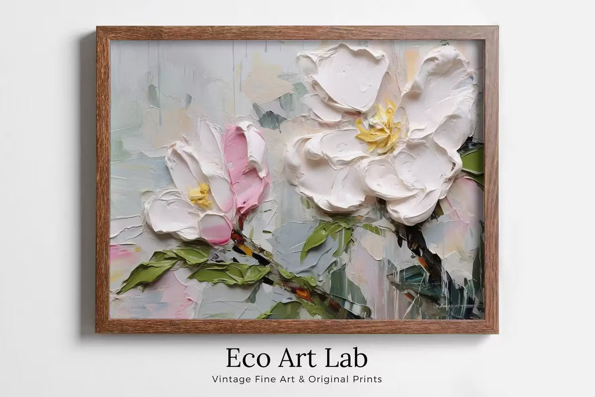 Abstract Flowers Painting | Printable Wall Art | Textured Wall Art | Vibrant Abstract Floral | Heavy Textured Painting | Floral Texture Art