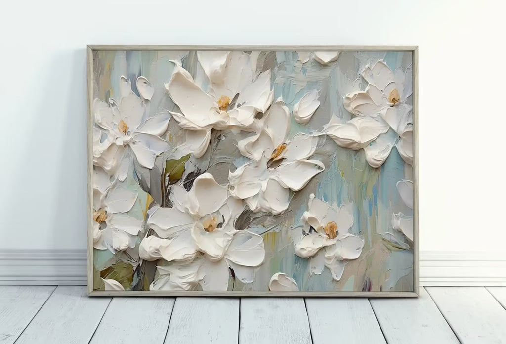 Abstract Flowers Painting | Textured Wall Art | Printable Wall Art | Floral Texture Art | Vibrant Abstract Floral | Heavy Textured Painting