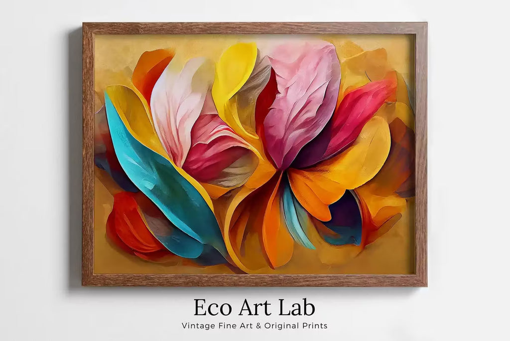Abstract Modern Floral Print Digital Painting. Printable Wall Art. Colorful Abstract Flower Petals Botanical Art Print. Downloadable Art #3