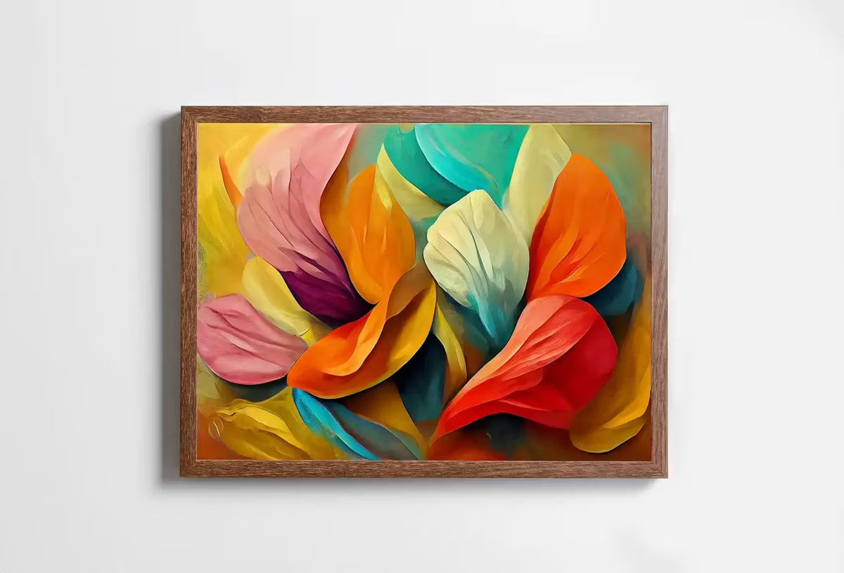 Abstract Modern Floral Print Digital Painting. Printable Wall Art. Colorful Abstract Flower Petals Botanical Art Print. Downloadable Art #2