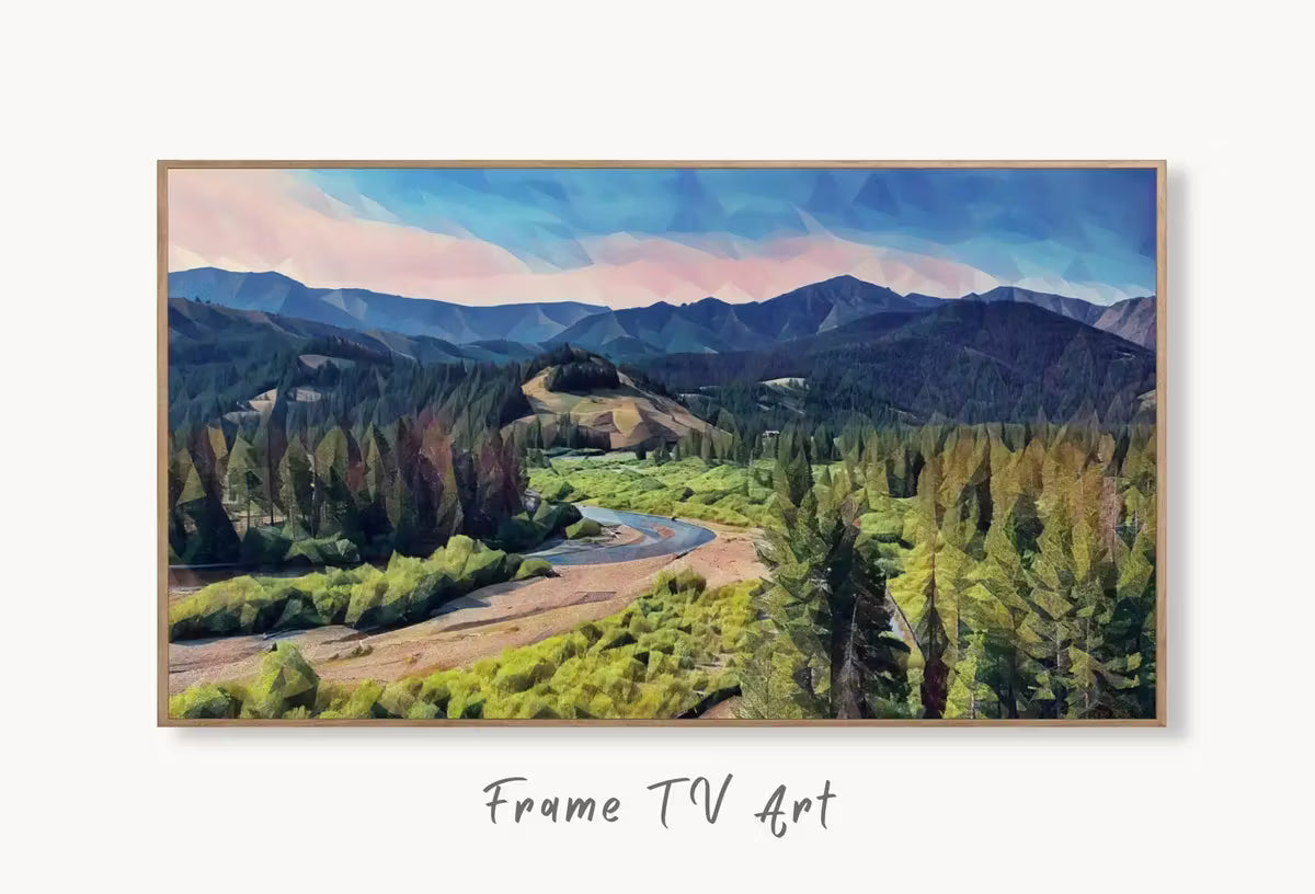 Abstract Mountain View Landscape Painting, Frame TV Art , Art for Tv, Colorful Art for Frame TV. Nature Wall Art – Frame TV  Art