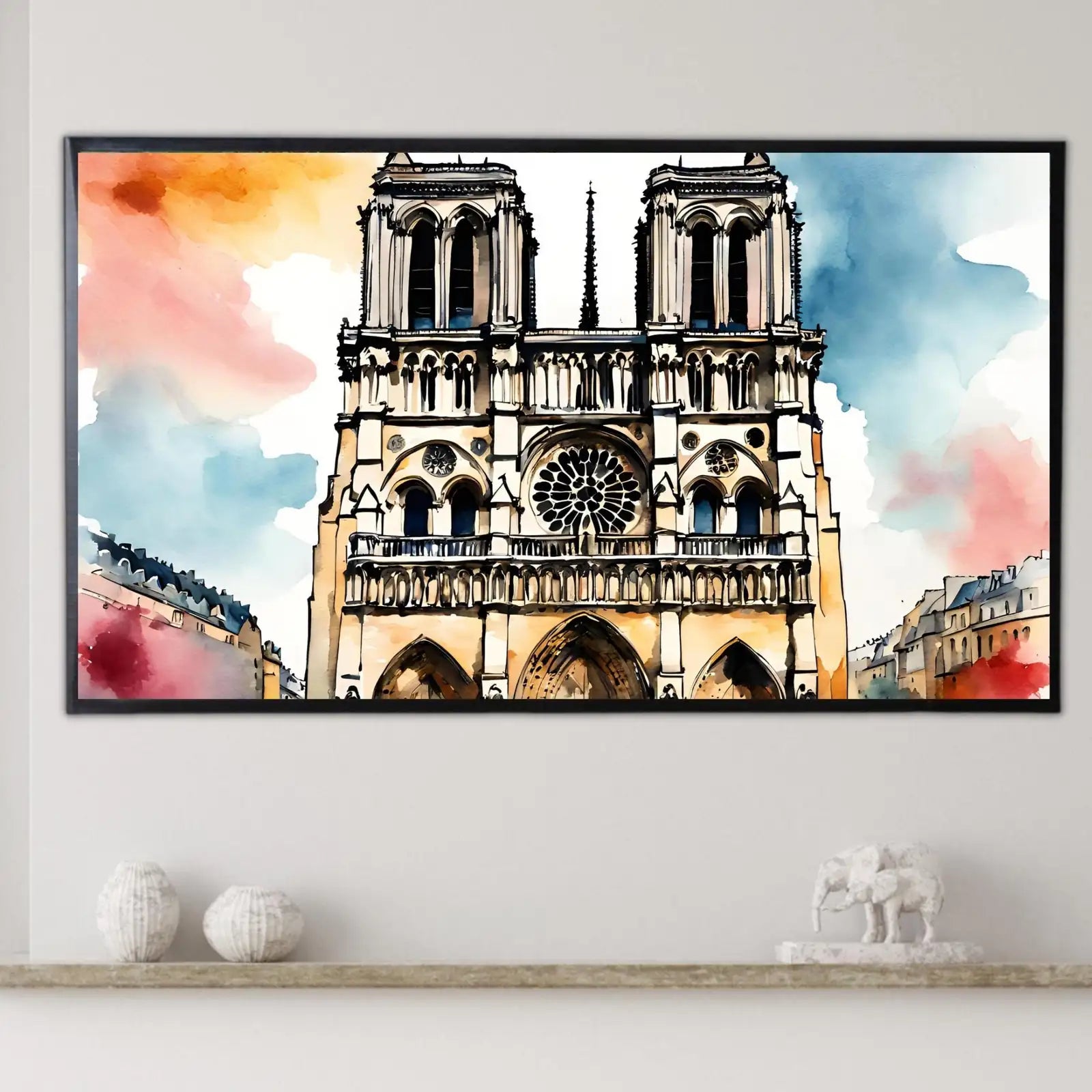 Abstract Notre Dame Art I Trendy Watercolor Decor I Frame TV Art for Samsung Frame TV – Frame TV Digital Download Art – Digital Download