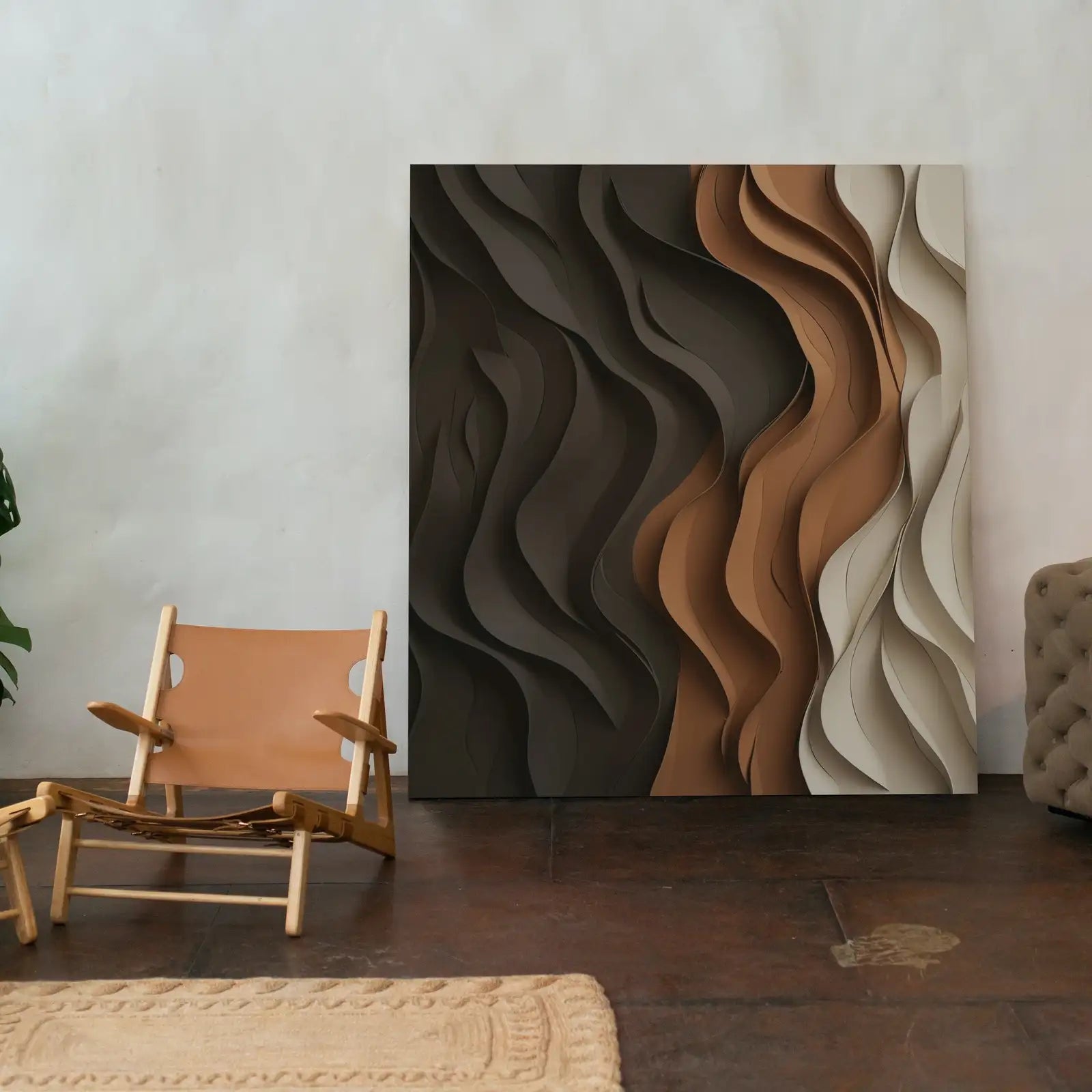 Framed view of Abstract Painting 3D Texture Art Minimalist Boho Wall Art. Modern Contemporary Wall Art Print. Large Abstract Printable Art. Neutral Art – printable wall art digital download.