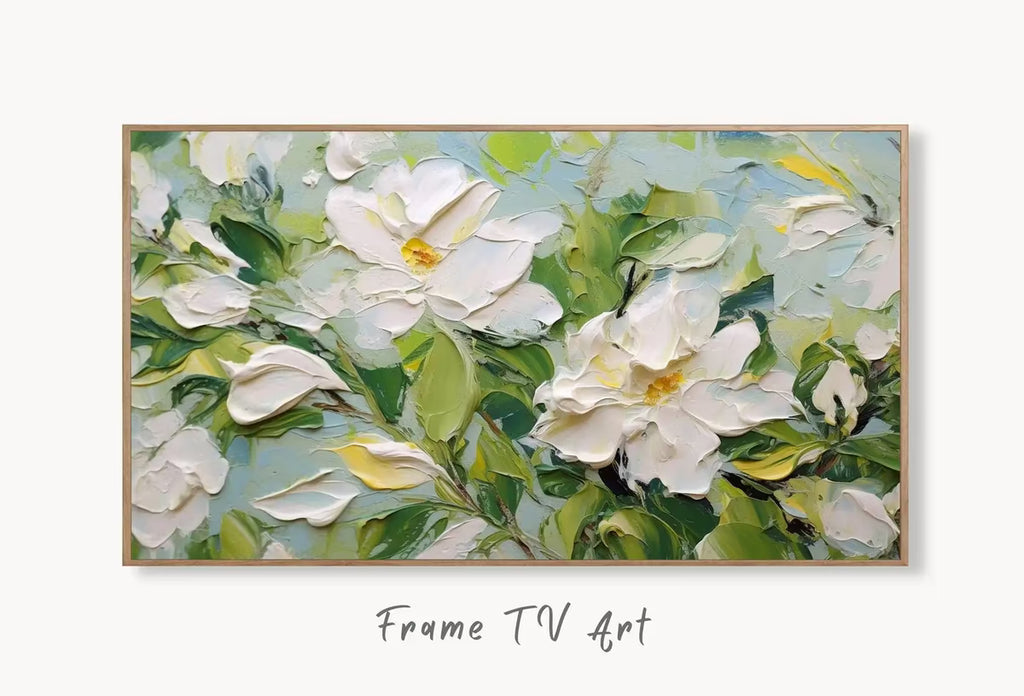 Abstract Samsung Frame TV Art | Textured Wall Art | Oil Painting | Heavy Textured Painting | Vibrant Abstract Floral Art | Art For Frame Tv – Frame TV  Art