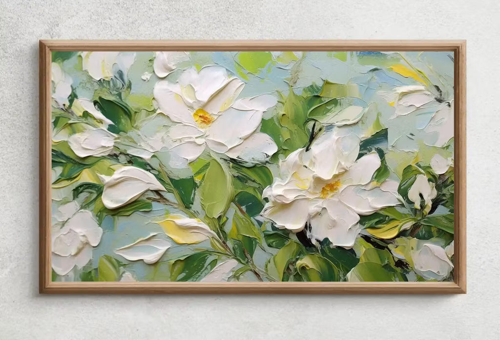Abstract Samsung Frame TV Art | Textured Wall Art | Oil Painting | Heavy Textured Painting | Vibrant Abstract Floral Art | Art For Frame Tv – Frame TV  Art