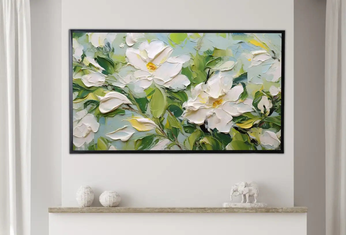 Abstract Samsung Frame TV Art | Textured Wall Art | Oil Painting | Heavy Textured Painting | Vibrant Abstract Floral Art | Art For Frame Tv – Frame TV Digital Download Art – Digital Download