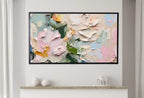 Abstract Samsung Frame TV Art | Textured Wall Art | Vibrant Abstract Floral Art | Art For Frame Tv | Oil Painting | Heavy Textured Painting – Frame TV Digital Download Art – Digital Download