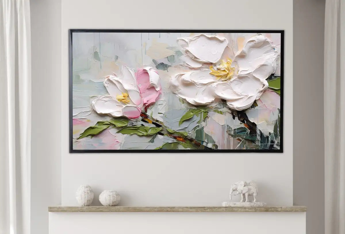 Abstract Samsung Frame TV Art | Vibrant Abstract Floral Art | Oil Painting | Textured Wall Art | Heavy Textured Painting | Art For Frame Tv – Frame TV Digital Download Art – Digital Download