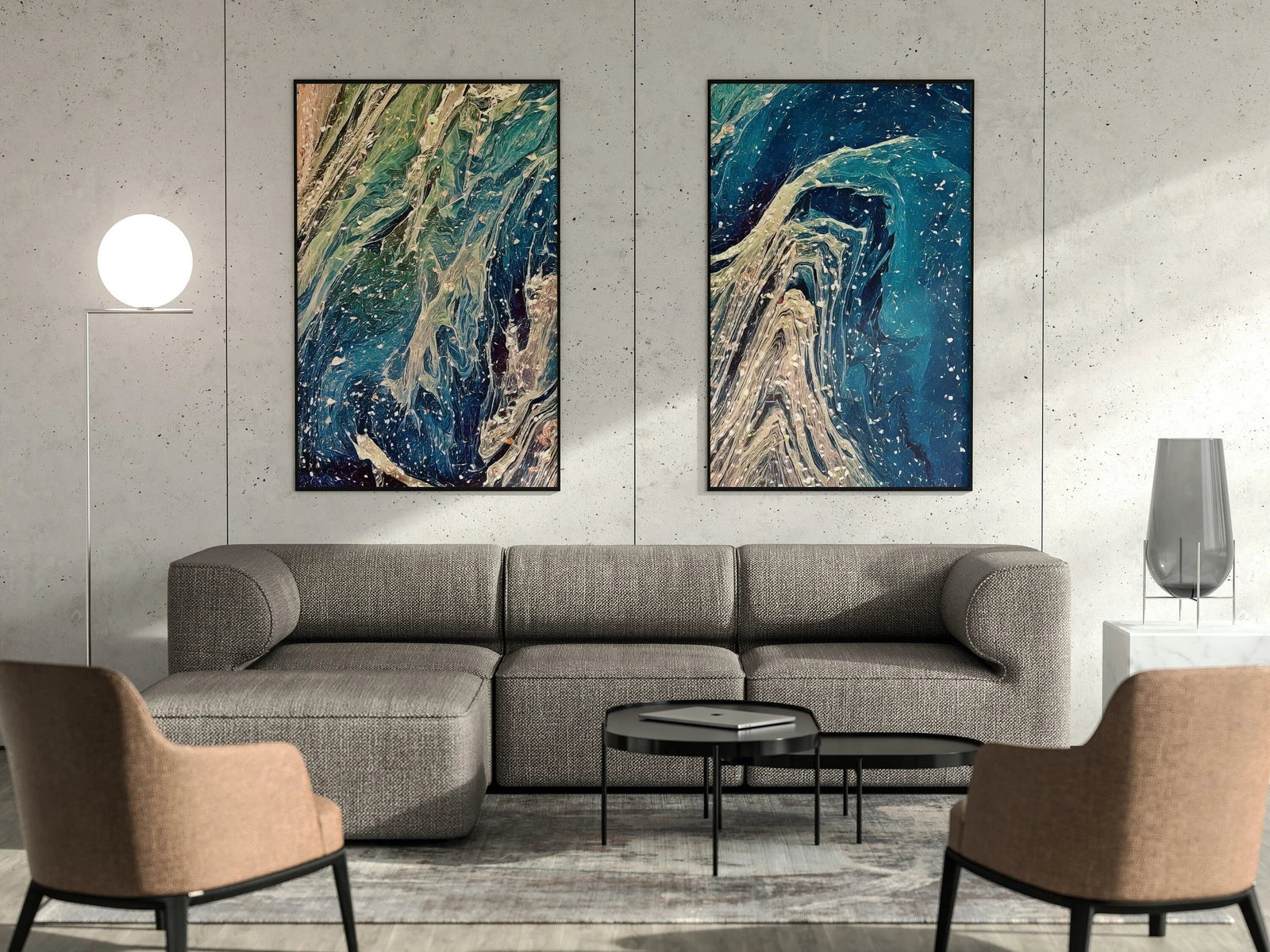 Abstract Wall Art Set of 2 Prints. Fluid Art Painting. Downloadable Prints. Abstract Art Print, Digital Download Blue and Gold Art – Printable Wall Art Set (Digital Download) – Digital Download