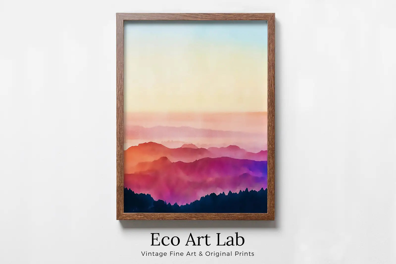 Detail view of artwork from Abstract Wall Evening in the Mountains Art Digital Print. Abstract Print Instant Download Printable Wall Art Sunset Colors Minimalist Poster. (variation 1)