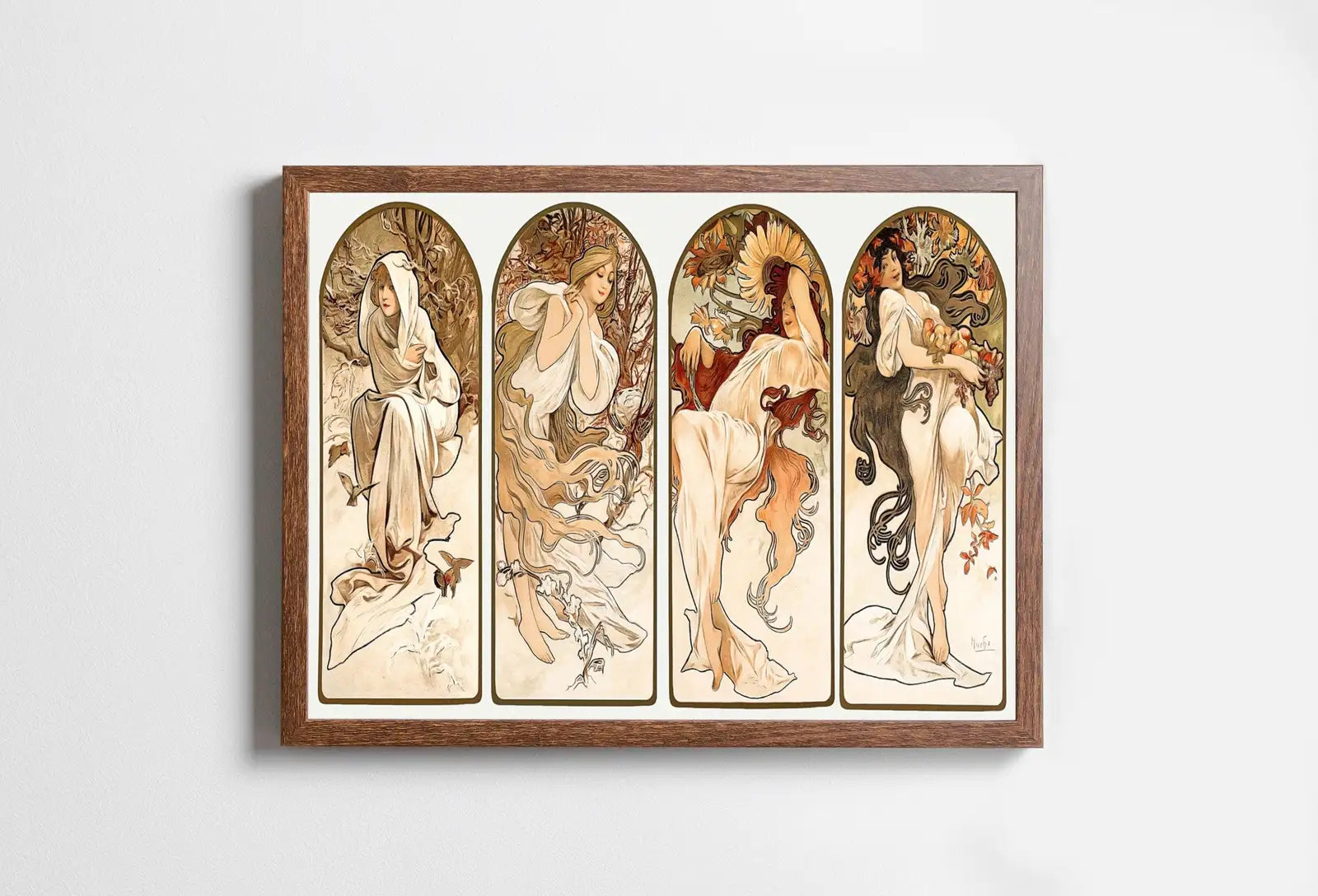 Included artwork preview showing first selection of artworks from Alphonse Mucha 4 Seasons Print. Art Nouveau Poster. Vintage Painting Famous Art Print. Seasons Women Illustration. Printable Wall Art.